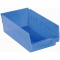 Akro-Mils Nesting Storage Shelf Bin, Plastic, 30130, 6-5/8 in W in x 11-5/8 in D in x 4 in H, Blue 30130BLUE